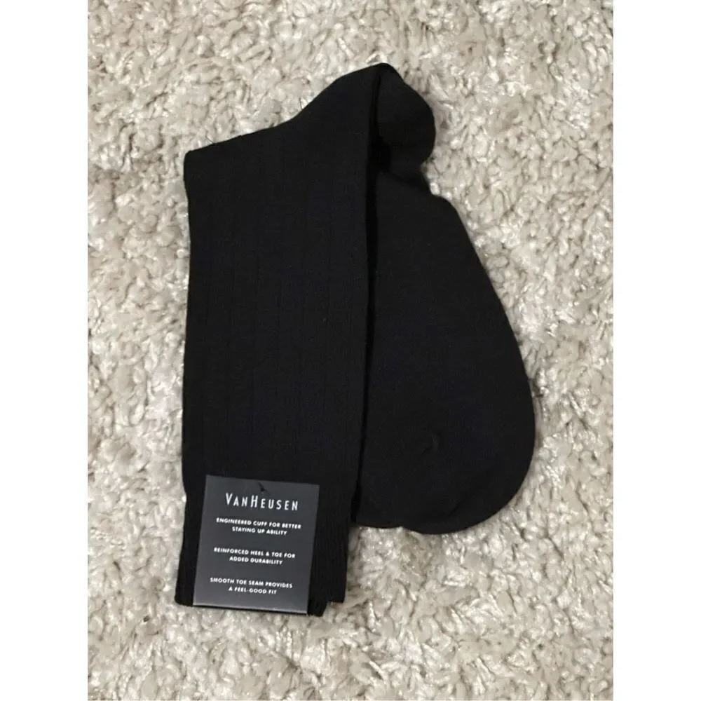 New with tags Van Heusen Mens Black Dress‎ Socks Size 6-12.5 black